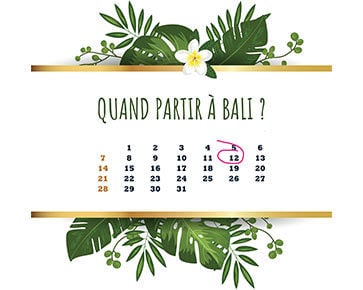 Calendrier dates Bali